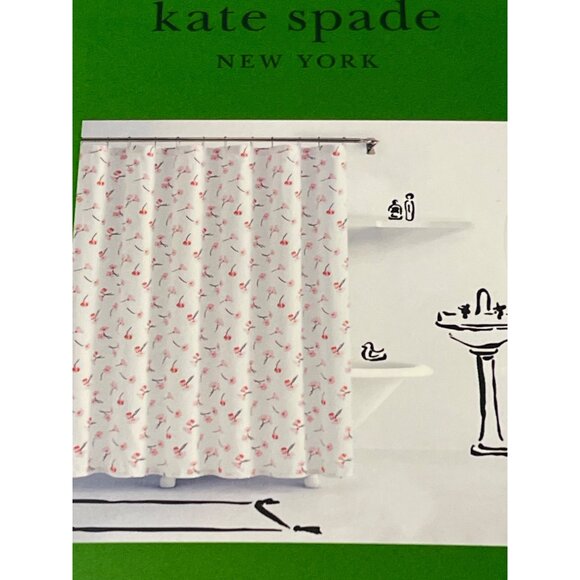 Kate Spade New York Shower Curtain Falling Peonies Floral Print 72"x72" - Picture 2 of 3